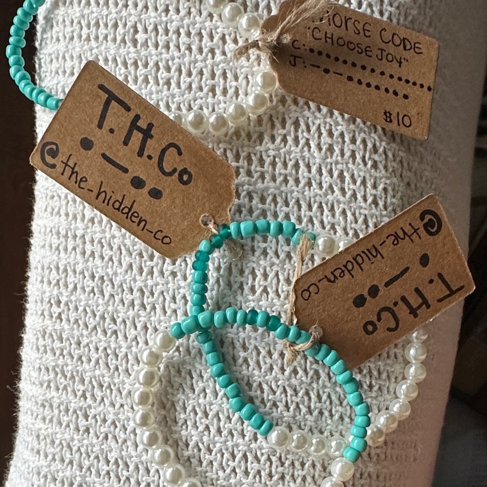 Beaded Bracelet Set - Turquoise and White